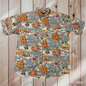 Vintage Western Cowboy Hawaiian Shirt Gordon and James Shirt Company Size Large